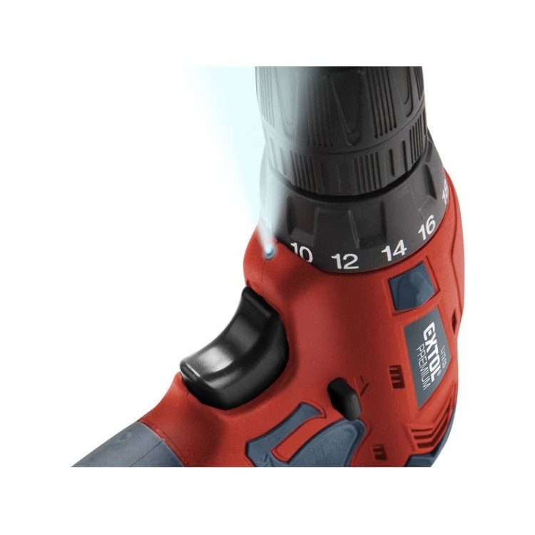 EXTOL vrtací šroubovák aku, 12V Li-ion (2x aku), 1300mAh