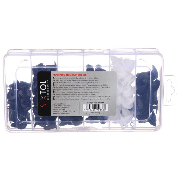 SIXTOL SX1234 Sada spon, příchytek a kolíků pro čalounění vozidel 100ks
