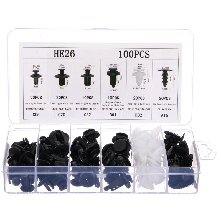 SIXTOL SX1234 Sada spon, příchytek a kolíků pro čalounění vozidel 100ks