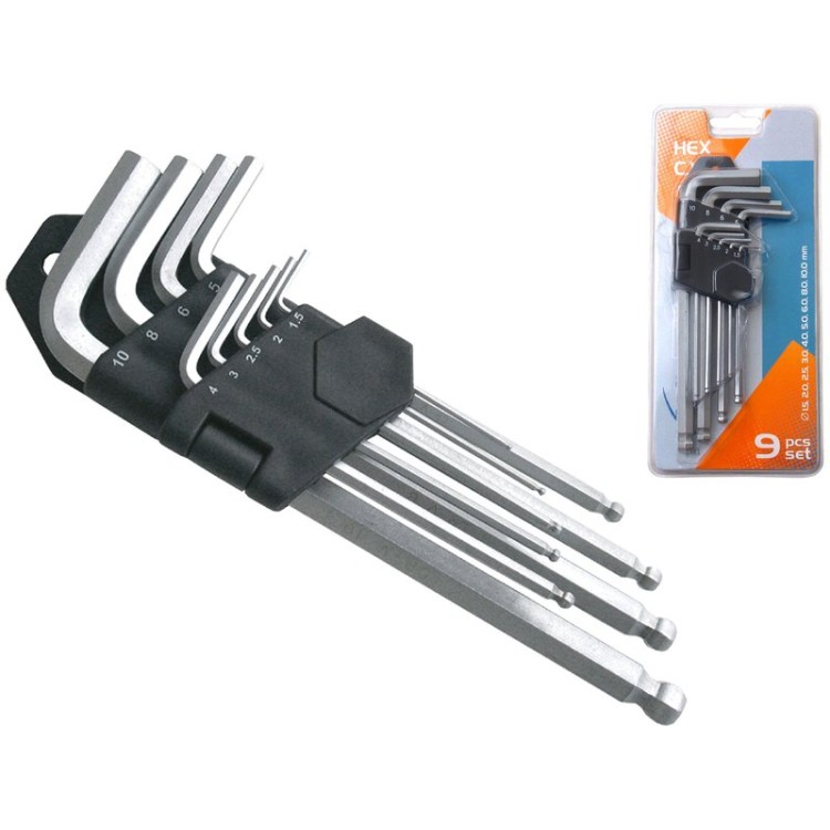 EXTOL PREMIUM L-klíče IMBUS, sada 9ks, 1,5-10mm, s kuličkou