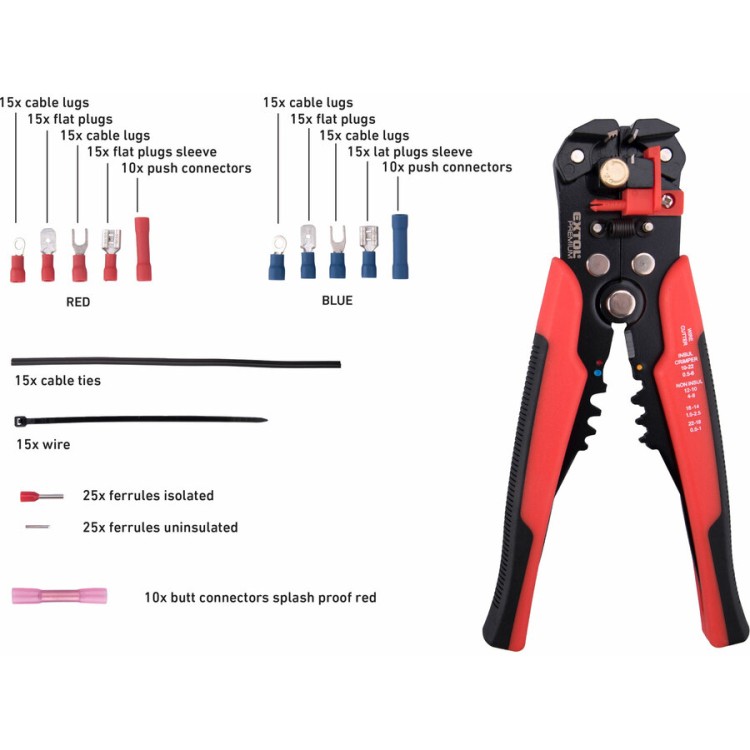 Extol Premium 8831126 Kleště odizolovací/krimpovací a koncovky, sada 231ks