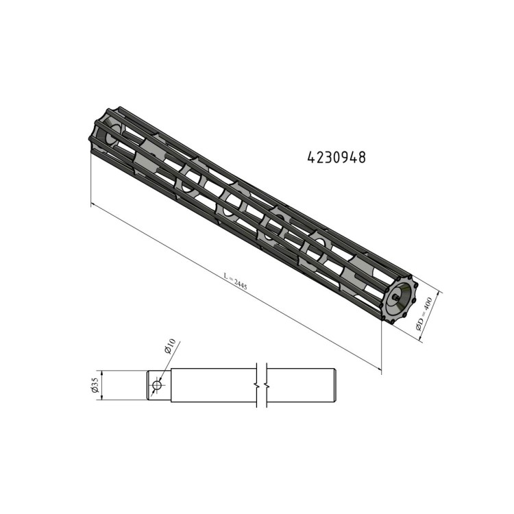 Válec pěchovací 2,5 m, trubkový, starý