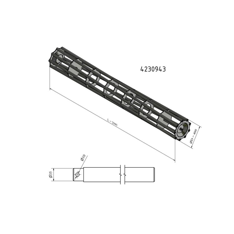 Válec pěchovací 3 m, trubkový, starý