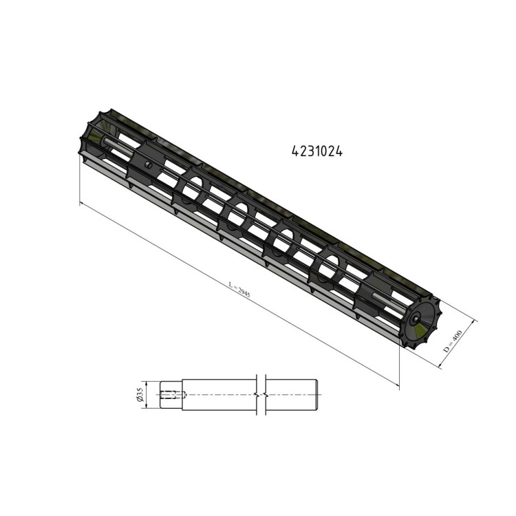 Válec pěchovací 3 m, prutový, nový, zesílený