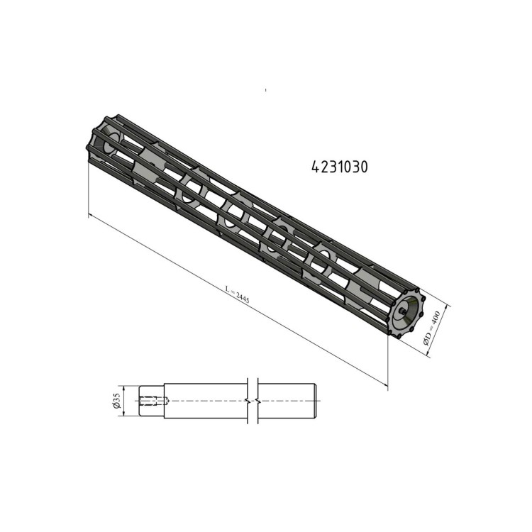 Válec pěchovací 2,5 m, trubkový, nový