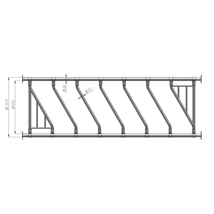 Stavitelná diagonální žlabová zábrana 4m - 8 hlav, žárově zinkované