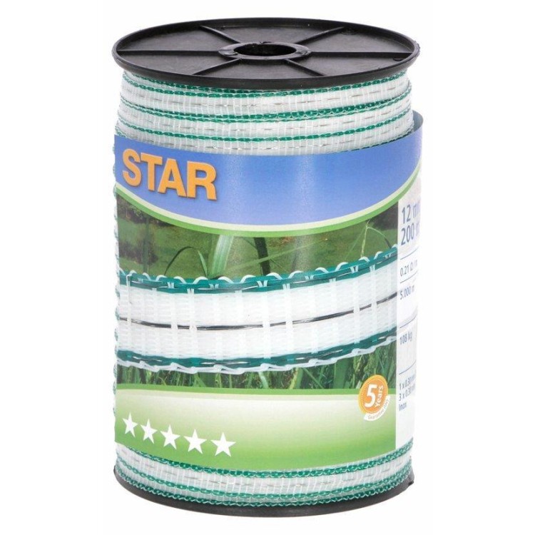 KERBL Ohradníková páska 12mm 200m STAR bílá/zelená
