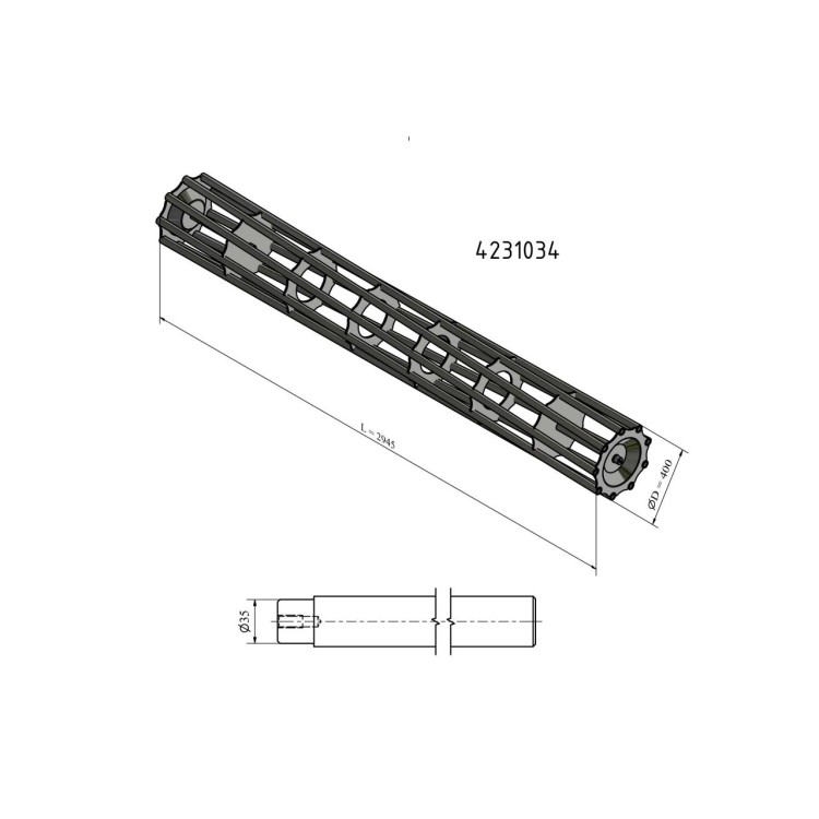 Válec pěchovací 3 m, trubkový, nový