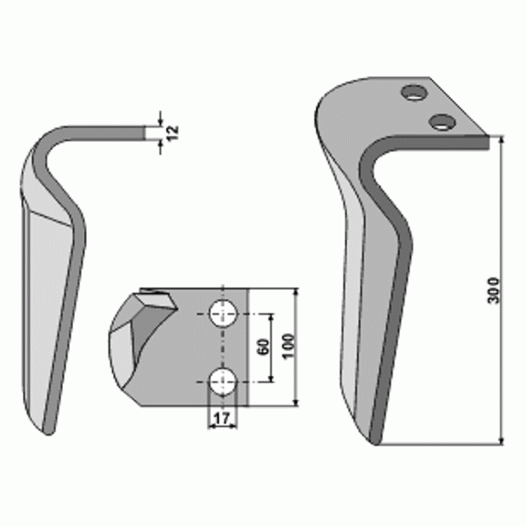 Hřeb pravý Maschio rozteč 60 mm