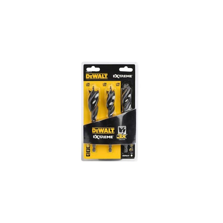 DeWALT DT90237-QZ Sada tříbřitých vrtáků do dřeva 16, 20, 25 mm / 152 mm
