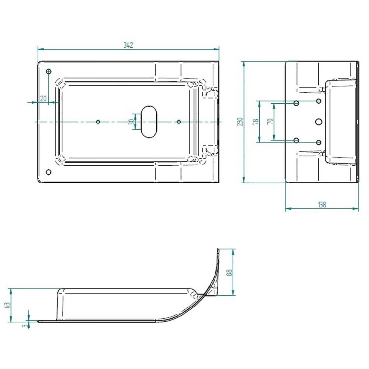 Kryt osvětlení zakřivený pro zadní čelo ASW 342x230mm