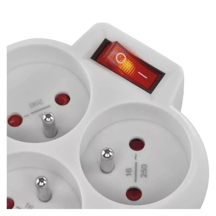 EMOS P0026S Zásuvka rozbočovací 3x kulatá bílá