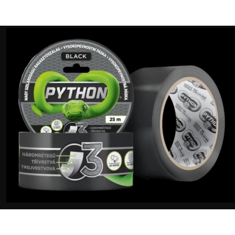 Vysokopevnostní páska PYTHON - 25 M Černá
