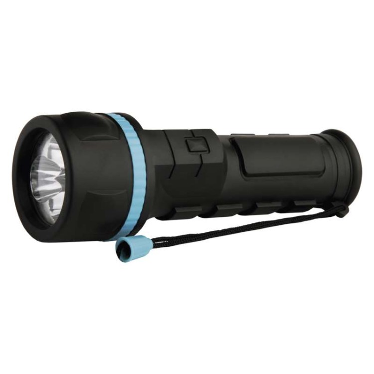 LED svítilna plastová + guma 3x LED, na 2x D