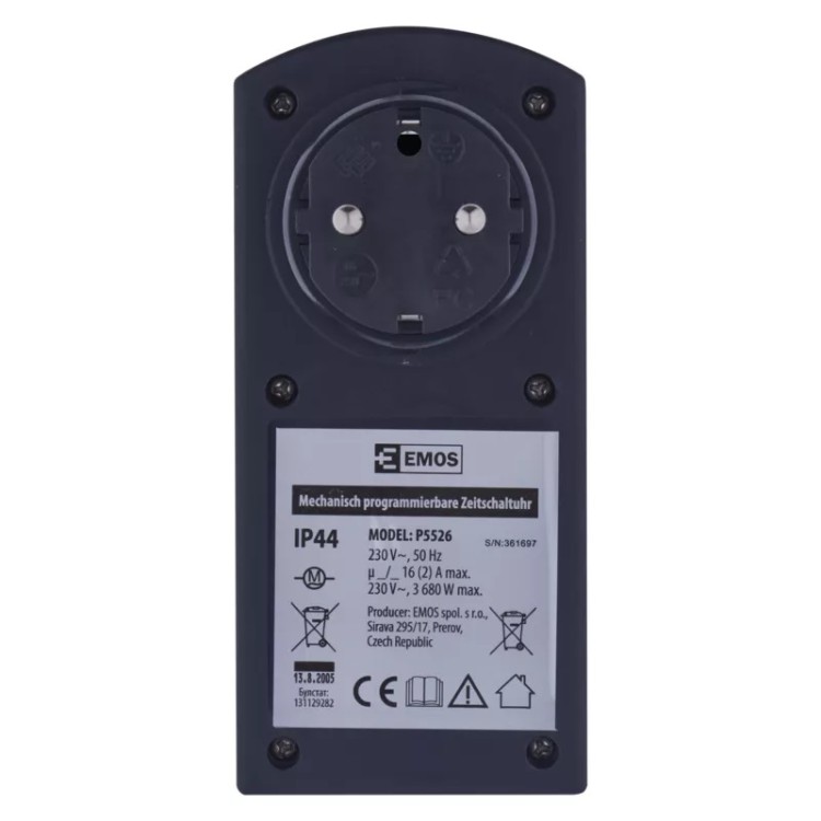 Emos P5508 Časovač - mechanická spínací zásuvka venkovní IP44