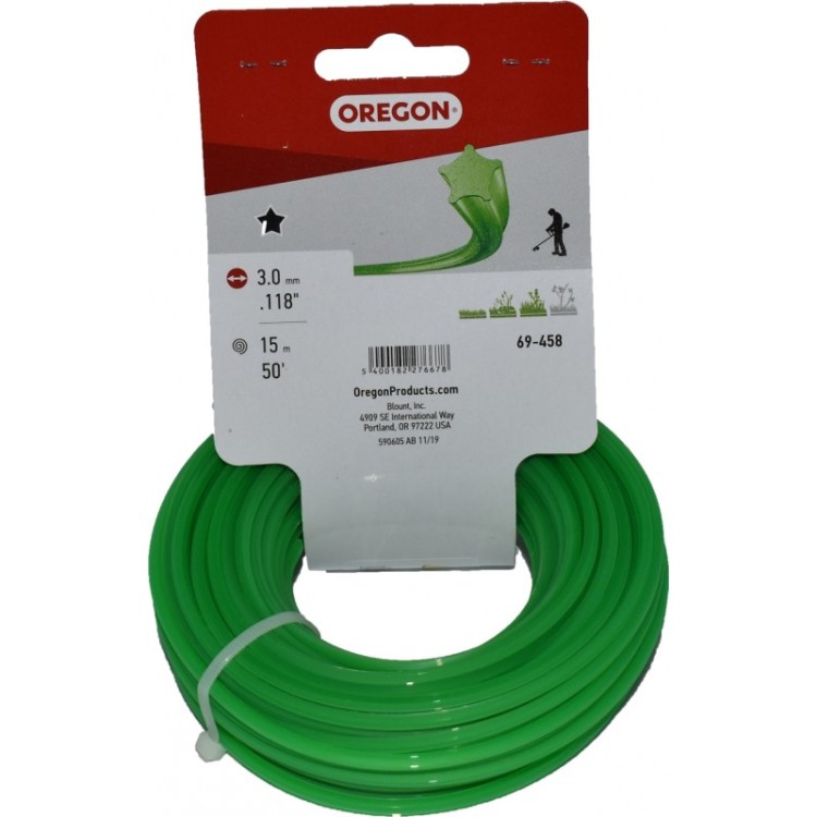 Oregon 69-458-V Žací struna GREEN 3,0mm x 15m Hvězda