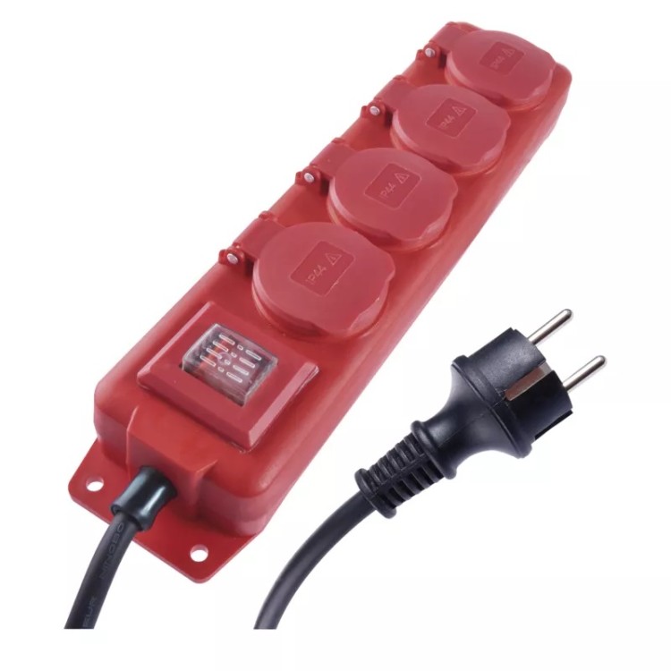 Emos P14151 Prodlužovací kabel gumový – 4 zásuvky, 5m, 1,5mm2, IP44