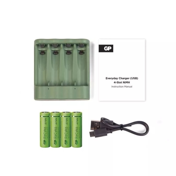 EMOS B52427U Nabíječka baterií GP Everyday B421 + 4× AA ReCyko 2700 + USB
