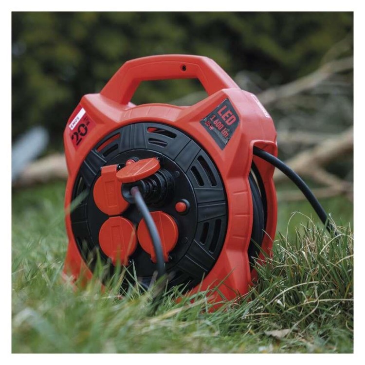 EMOS P08420 Buben 20 m, 4 zás., guma, 230V, LED reflektorem