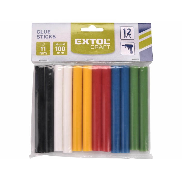 Tyčinky tavné, mix barev, pr.11x100mm, 12ks