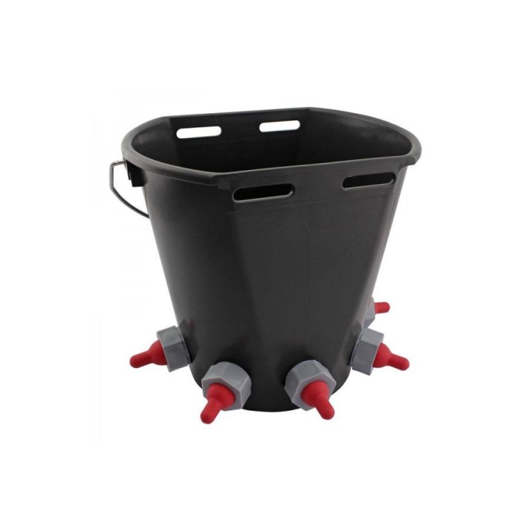 Kbelík k napájení jehňat 8 l, komplet s 5 dudlíky