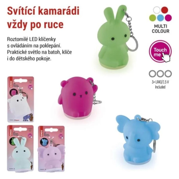 EMOS P4723 LED silikonová klíčenka - zvířátka