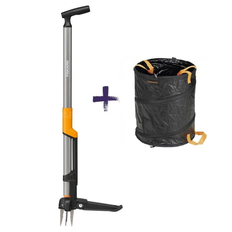 FISKARS 1080409 Vytrhávač plevele Ergonomic s košem