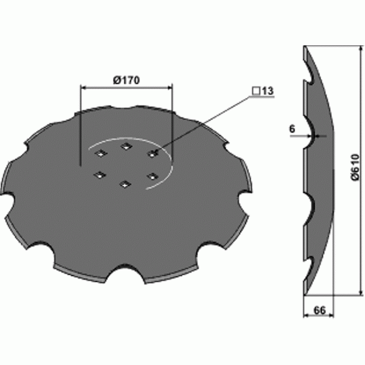 Disk zubatý 620x6 mm 6xdíra