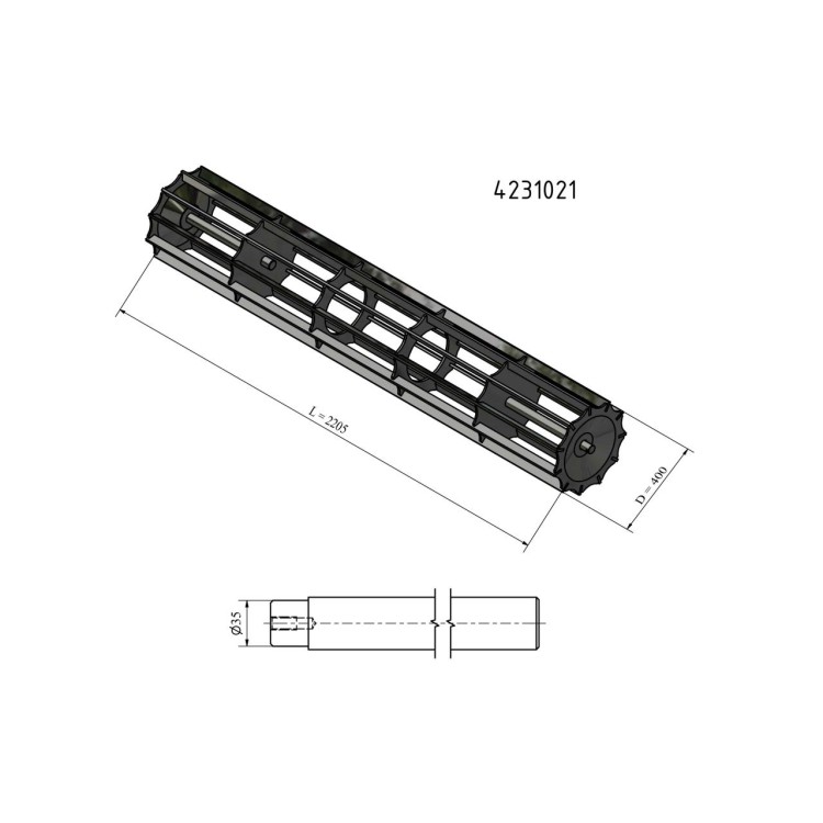 Válec prutový D400x2,25 nové provedení, zesílený