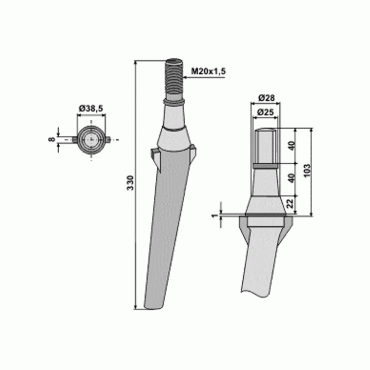 Hřeb LELY, shoda Landsberg 330 mm