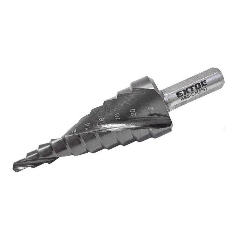 EXTOL INDUSTRIAL 8701192 Vrták stupňovitý s lamačem třísek, O 4-22mm/po 2mm, HSS