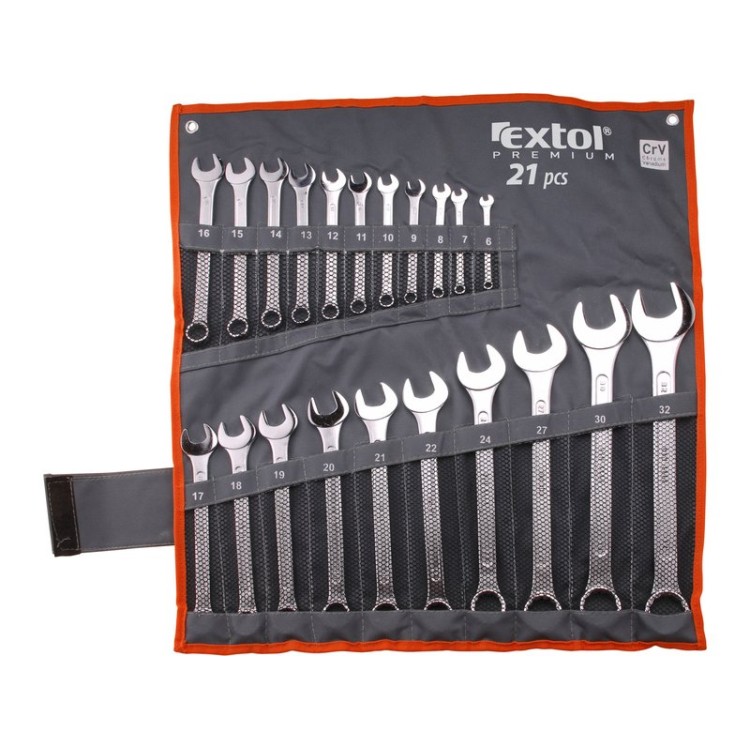 EXTOL PREMIUM klíče očkoploché, sada 21ks, 6-32mm