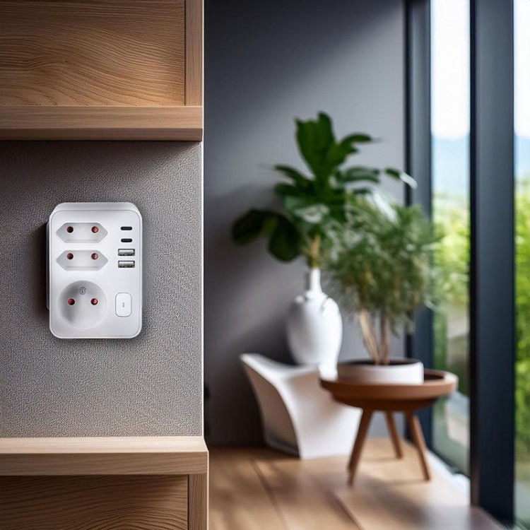 SOLIGHT Rozbočka 1x 16A + 2x 2,5A, 2xUSB A+C rychlonabíječka 20W PD,bílá,vypínač