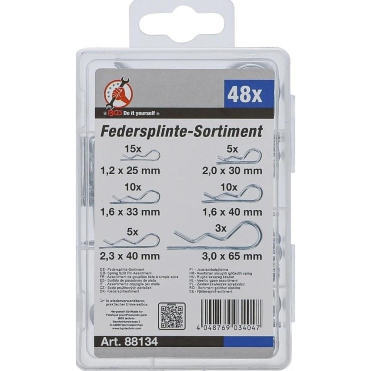 BGS1088134 Závlačky pr. 1,2 ÷ 3,0 mm sada 48 dílů