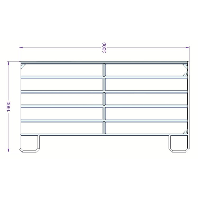 TEXAS Panel ohradní pozink, 6 příček, výška 1,6 m, řetízek, délka 3 m