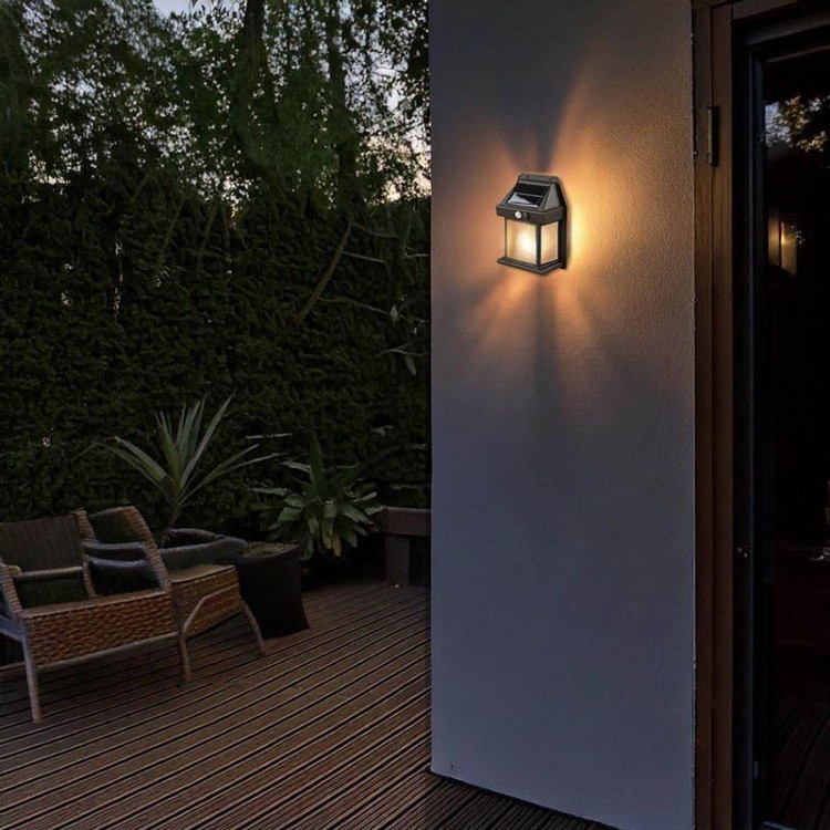 SOLIGHT WL918 LED Solární lucerna nástěnná, černá