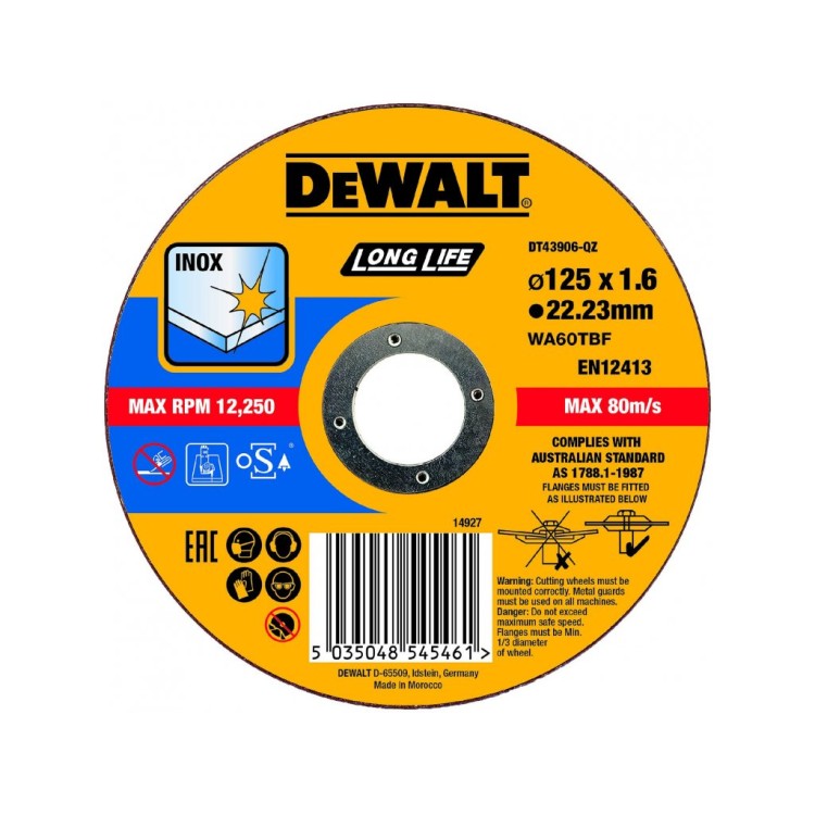 DEWALT DT43906 Řezný kotouč na nerezovou ocel 125X1,6X22,2