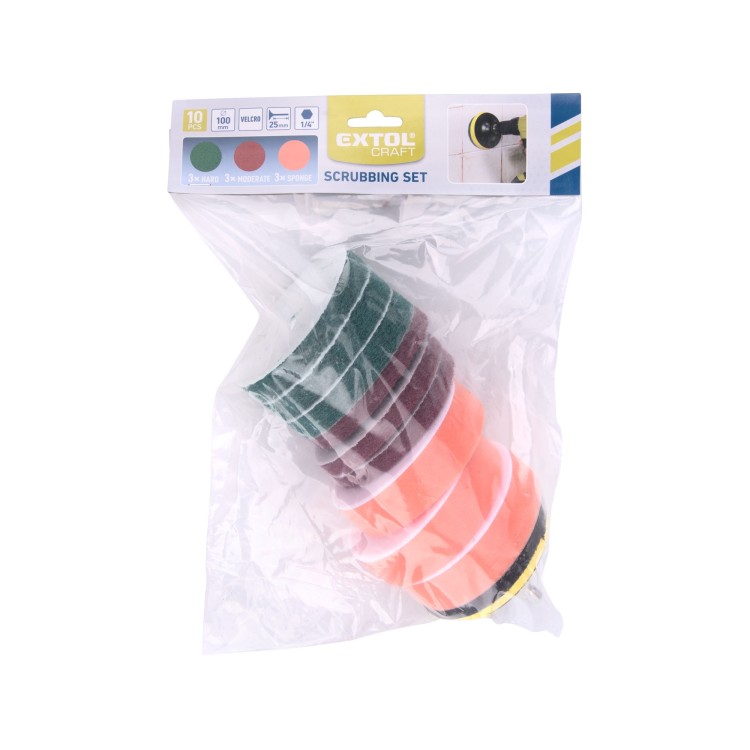 EXTOL sada čistících/leštících výseků na vrtačku 10ks, průměr 100mm, 3x3druhy