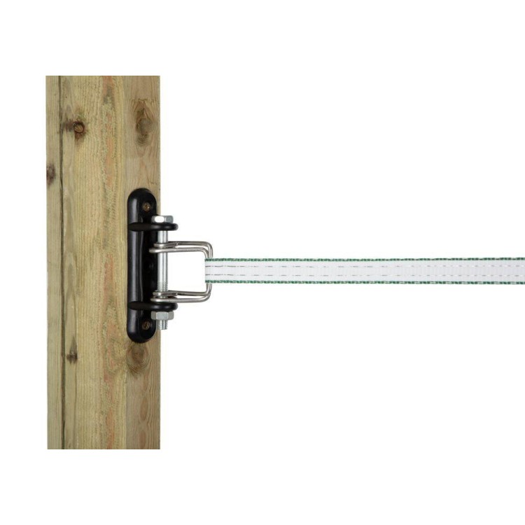 Izolátor pro elektrické ohradníky,rohový se šroubem a sponami pro pásky do 40 mm