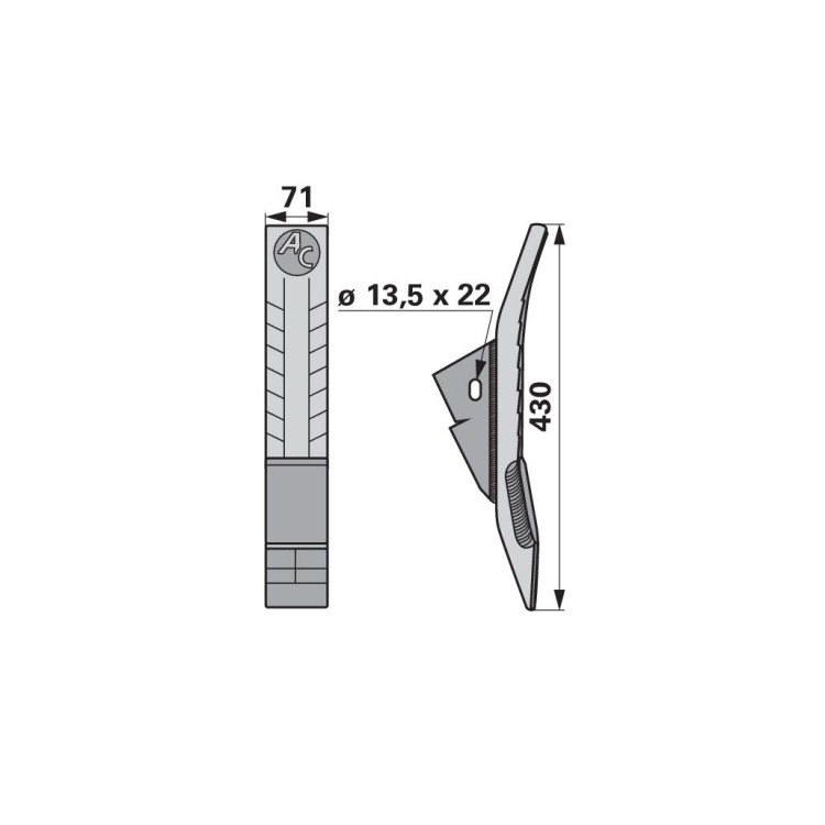 KM060197 Dláto TN M 70mm 30 Agricarb