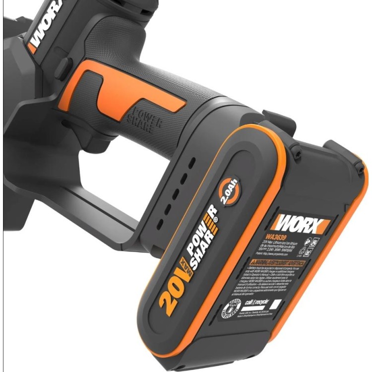 WORX WG327E Aku řetězová pila 20V, 1x 2Ah - Powershare
