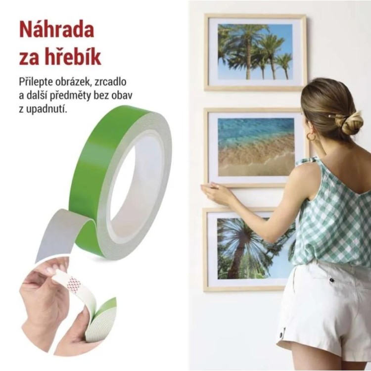 EMOS F6090 Pěnová oboustranná páska 20 mm / 3 m, zelená