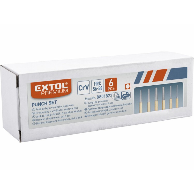 Extol Premium 8801823 Průbojníky a vyrážeče, sada 6ks