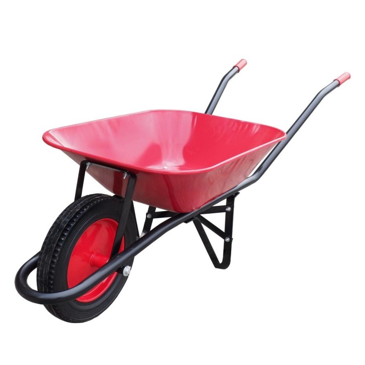 TOPTRADE 901003  Kolečko stavební, tažená korba červená, kolo tvrdá guma, 60 l