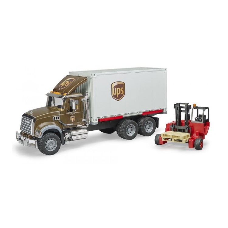 MACK Granite UPS s vysokozdvižným vozíkem Bruder 02828