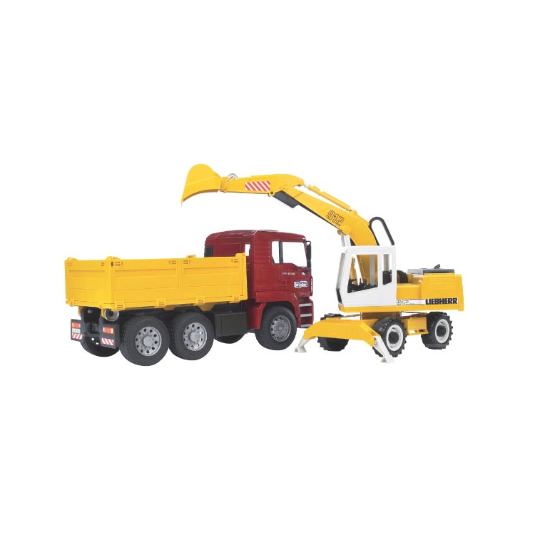 Nákladní auto s Liebherr bagrem Bruder 02751
