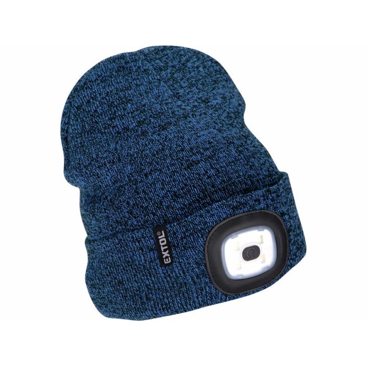 Extol Light 43463 Čepice s čelovkou 4x45lm, USB nabíjení, modrá/černá