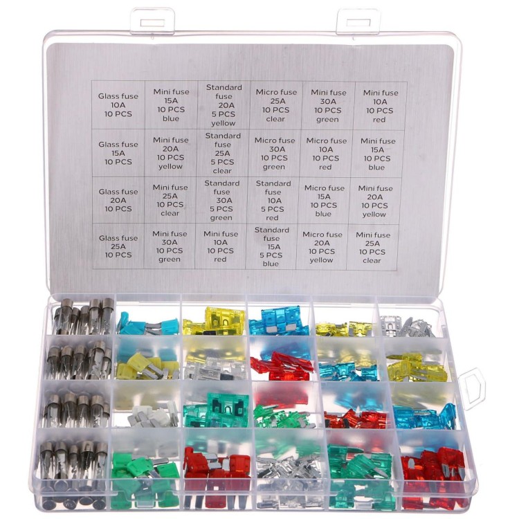 SIXTOL Sada nožových a skleněných automobilových pojistek MECHANIC FUSE SET 215