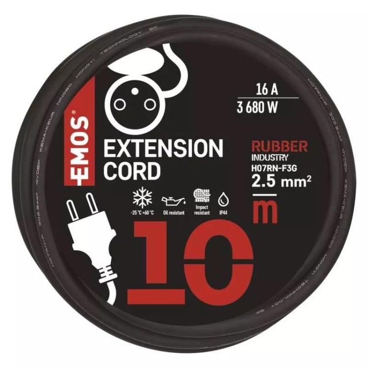 Emos P01710R Venkovní prodlužovací kabel 10 m/1 zásuvka/guma-neopren/230 V