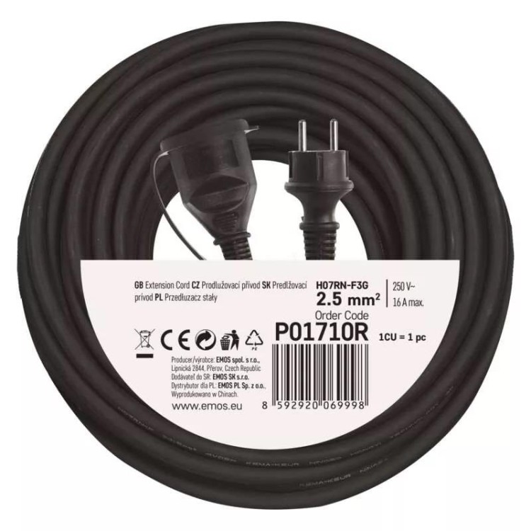 Emos P01710R Venkovní prodlužovací kabel 10 m/1 zásuvka/guma-neopren/230 V